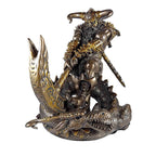 Thor Slaying Midgard Dragon With Mjolnir Hammer Statue - 