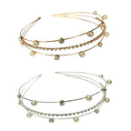Three Strand Jeweled Headband Tiara | Party or Bridal Hair Accessory [Available in Gold or Silver]