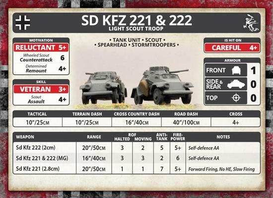 Flames of War: German SD KFZ 221 and 222 Light Scout Troop (Mid War) - 