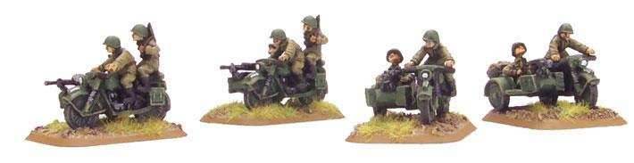 Flames of War: Soviet M-72 Motorcycle & Sidecar (x4) - 