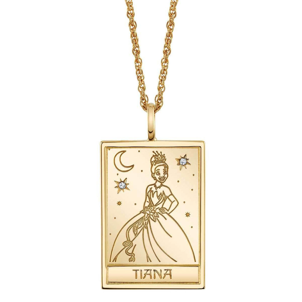 Disney X RockLove THE PRINCESS AND THE FROG Tiana Tablet Necklace - Yellow Gold Plated