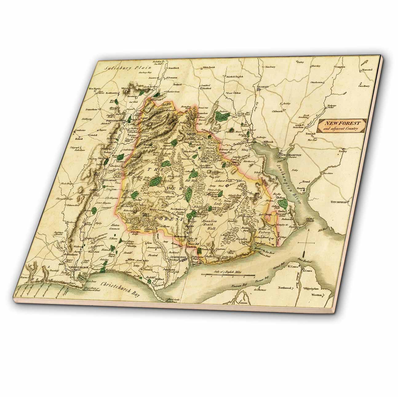 3dRose Florene Fairies n Fantasy - Ancient Fantasy Map - Tiles (ct_52328)