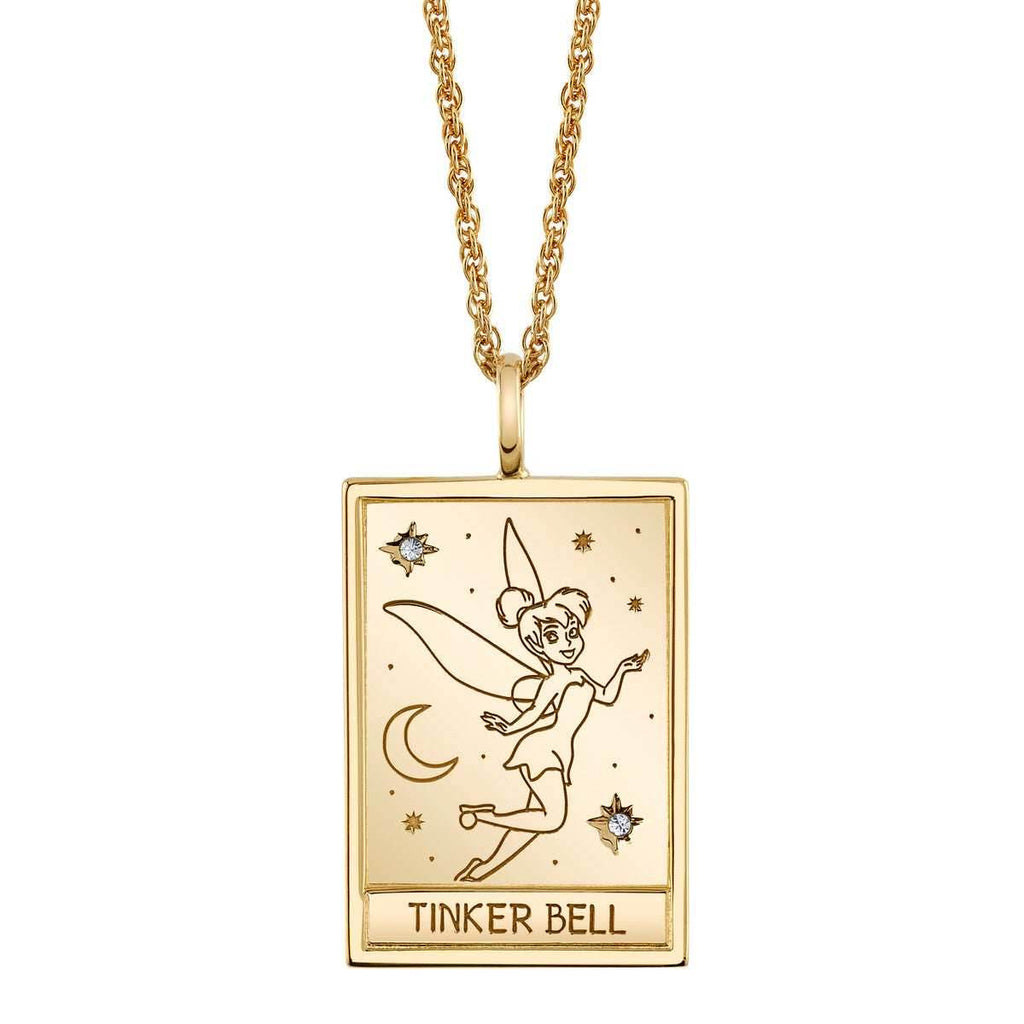 Disney X RockLove PETER PAN Tinker Bell Tablet Necklace - Yellow Gold Plated