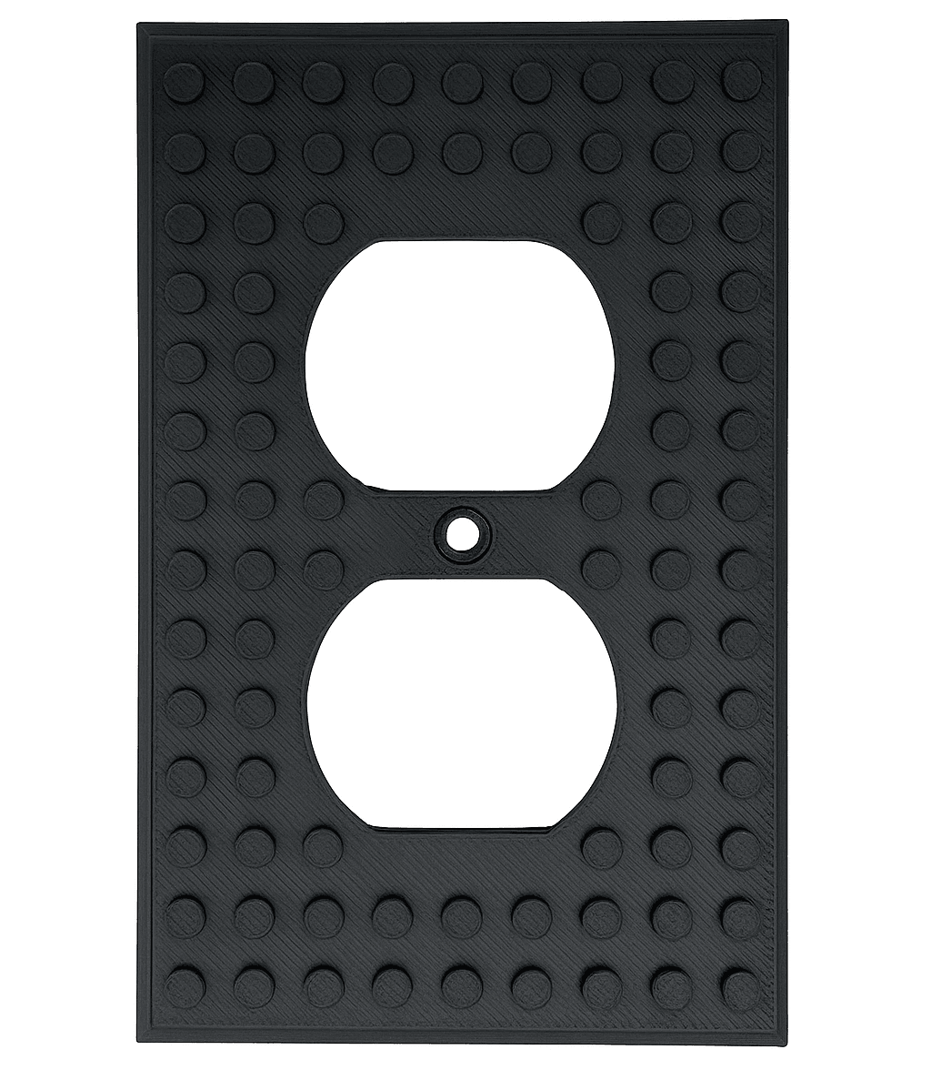 Black Build-On Duplex Outlet Cover Wall Plate for Kids’ Rooms - 