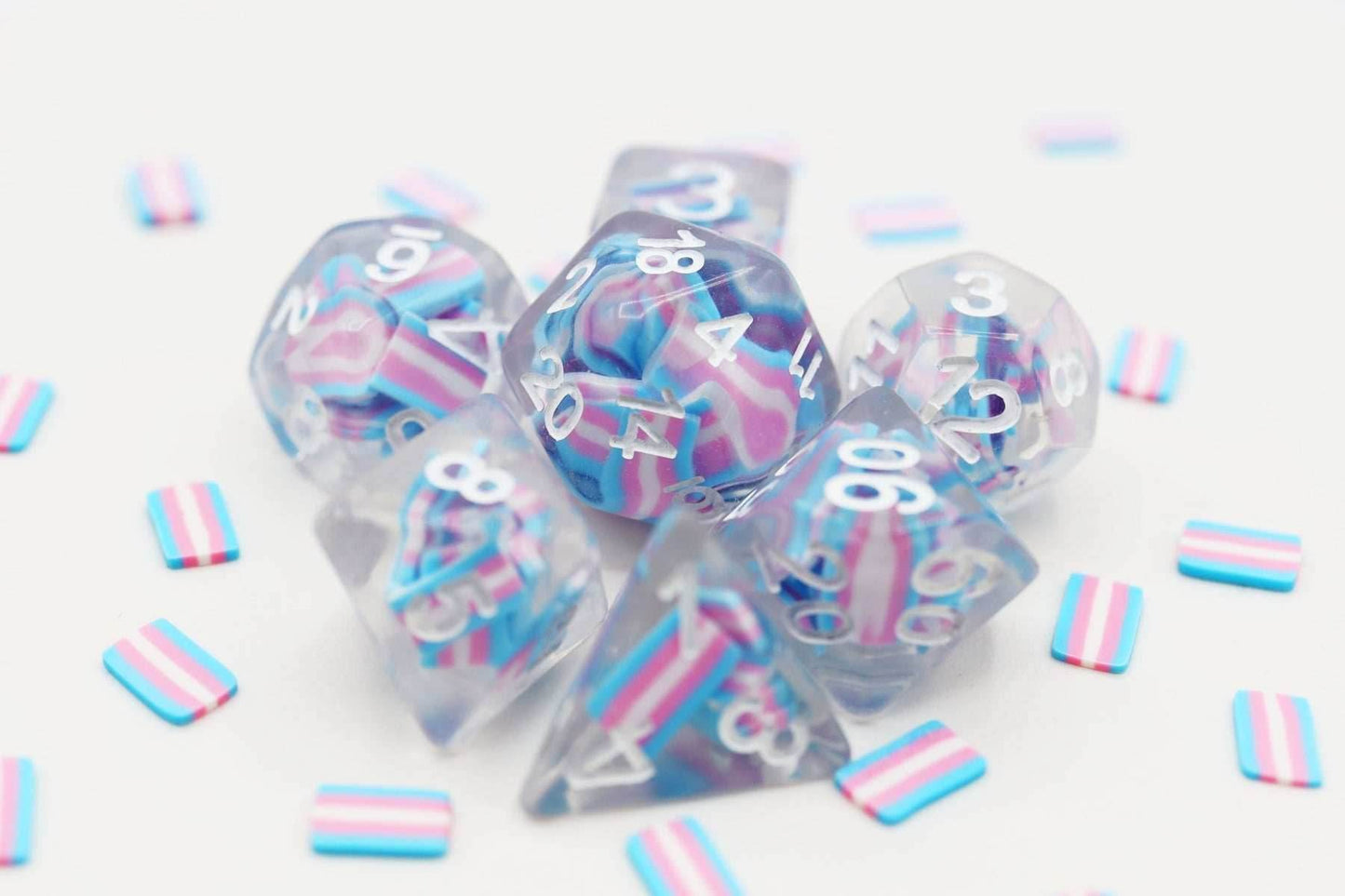 Foam Brain Games Pride Flag RPG Dice Set - Transgender