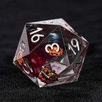 Halloween Gift: Pumpkin Monster Blood Resin DND Dice Set + Silver Numbers