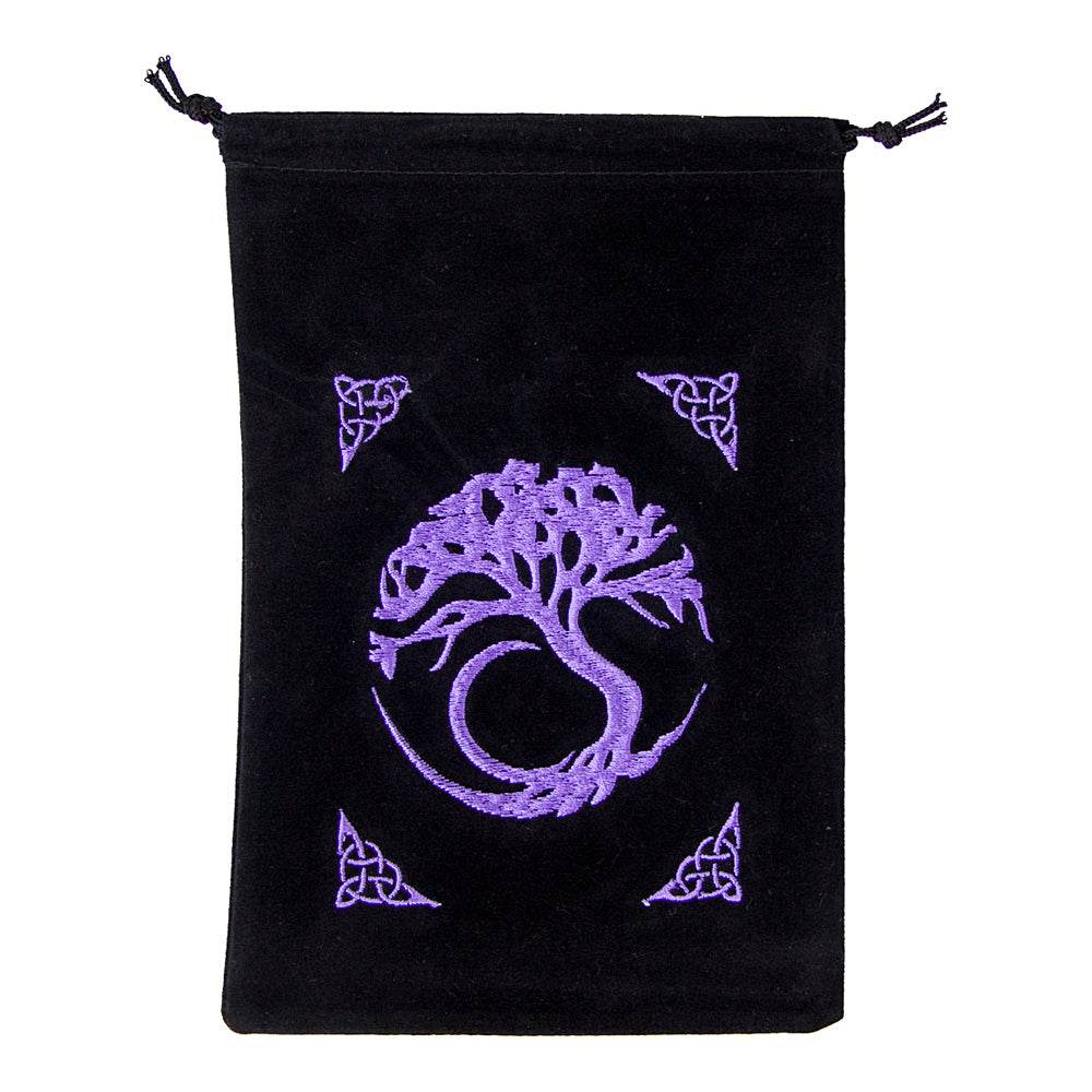 Tree of Life Black Velvet Embroidered Bag - 