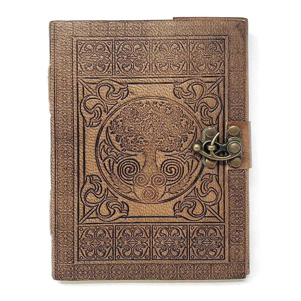 Tree of Life with Celtic Knots Leather Journal with Latch Closure - 