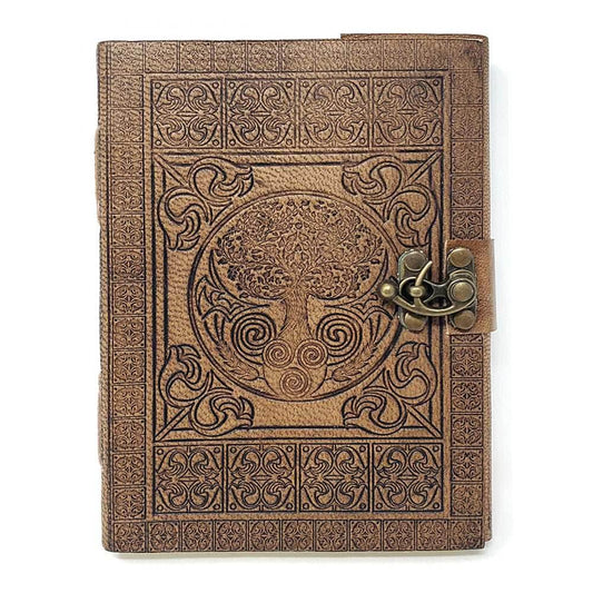 Tree of Life with Celtic Knots Leather Journal with Latch Closure - 