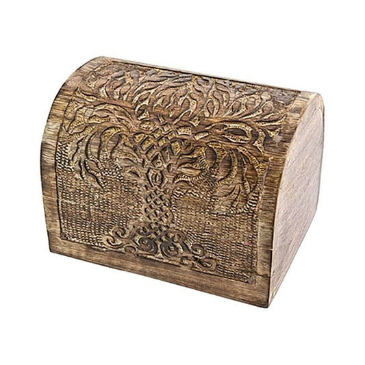 Tree of Life Carved Wooden Chest - 