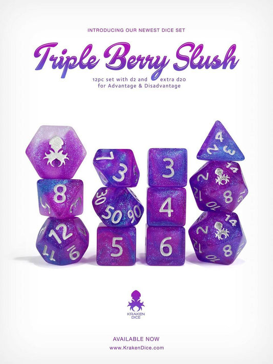 Kraken's Triple Berry Slush Rock Candy 12 pc Polyhedral Dice Set - 