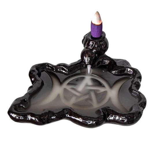Triple Moon Ceramic Backflow Incense Burner - 