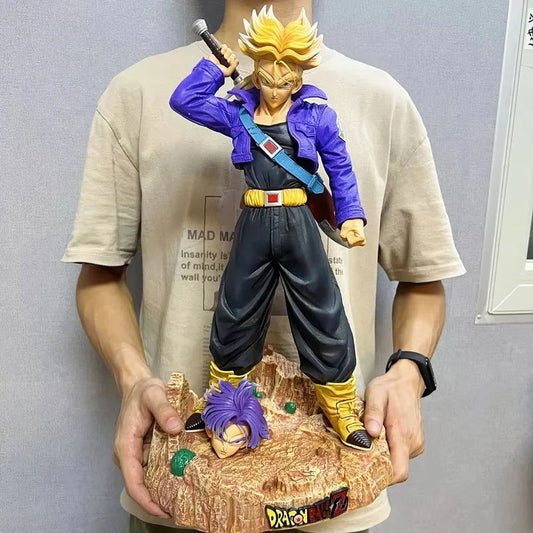 Trunks Dragon Ball Z Anime Figure, DBZ Interchangeable Super Saiyan Head Action Figure 50 cm