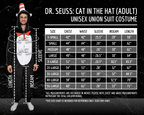 Officially Licensed Dr. Seuss Cat in Hat Adult Unisex Halloween Cosplay Costume Jumpsuit