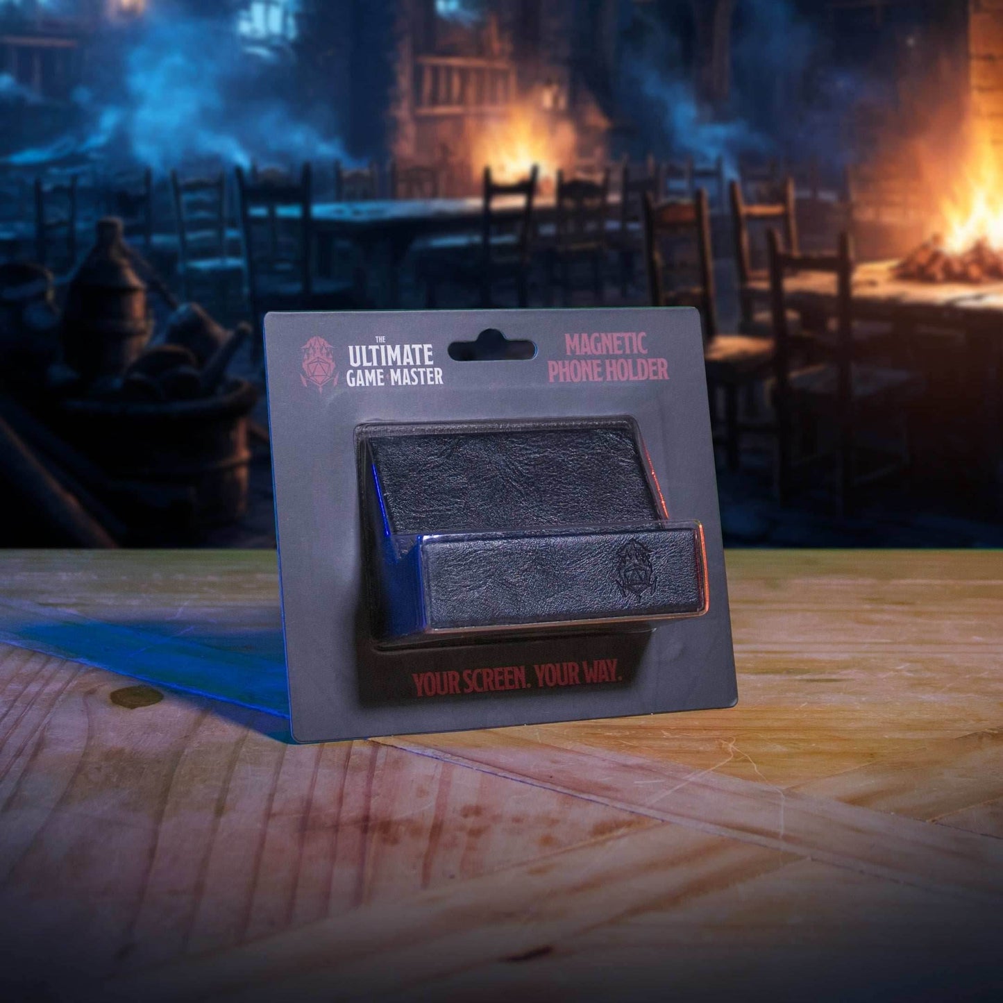 Magnetic Phone Holder - Digital Tools Mount for Game Master Screen & TTRPG Sessions - Brown