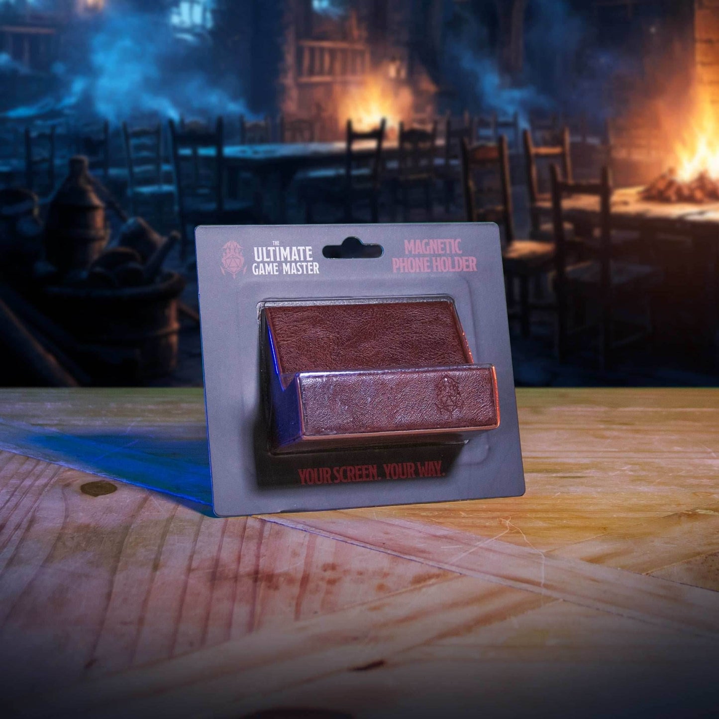 Magnetic Phone Holder - Digital Tools Mount for Game Master Screen & TTRPG Sessions - Brown