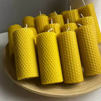 Handmade Natural Honey Rolled Beeswax Candles - 2 Pcs