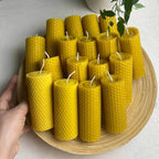 Handmade Natural Honey Rolled Beeswax Candles - 10 Pcs