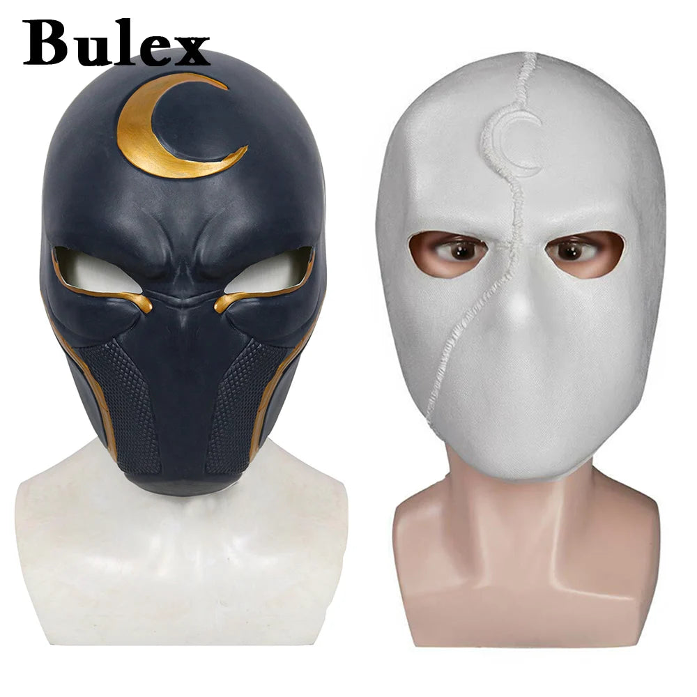 Bulex Super Hero Moon Knight Cosplay Costume Latex Masks Helmet Masquerade Halloween Accessories Party Costume Weapon Props