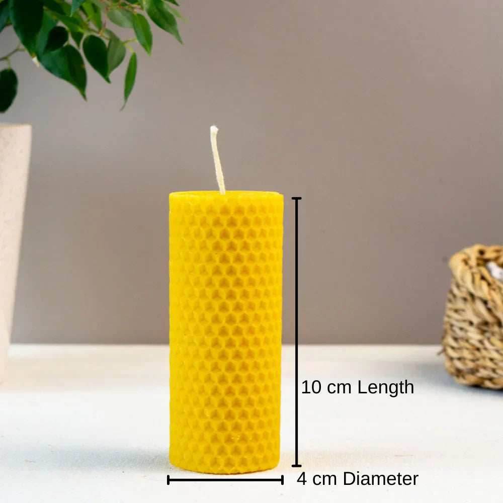 Handmade Natural Honey Rolled Beeswax Candles - 2 Pcs
