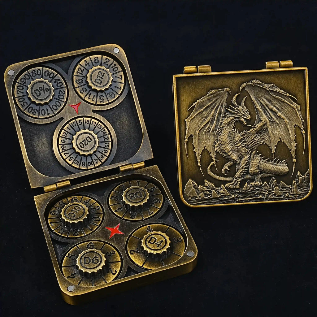 Unique Metal Foldable Dice Box with Magnets 7 in 1 Roulette DND Dice Spinner