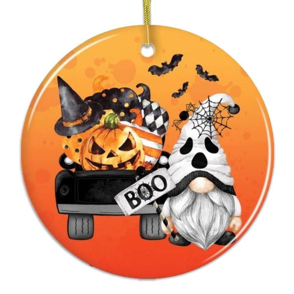 Boo! Halloween Ghost Gnome Ornament - Circle