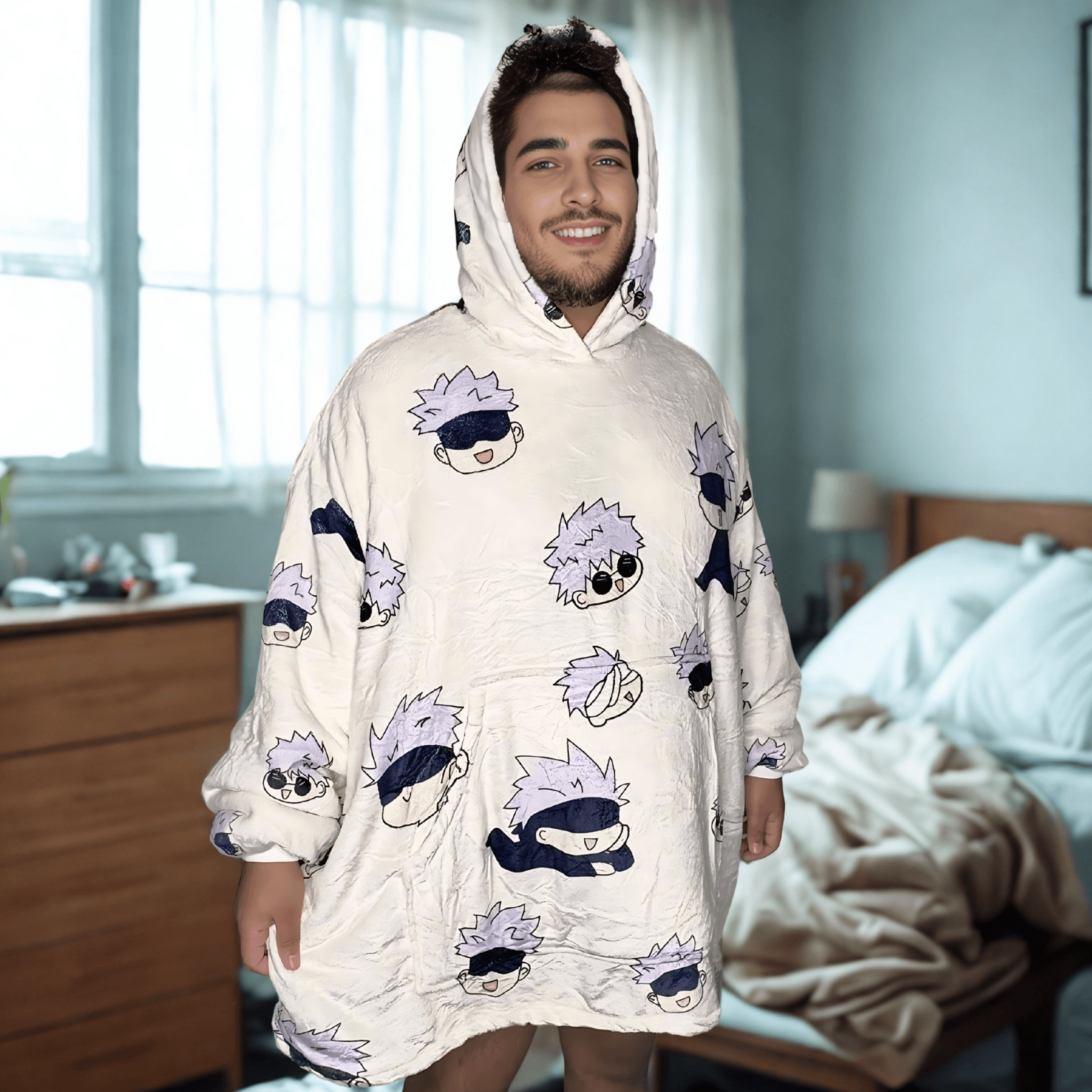 Jujutsu Kaisen Gojo Wearable Blanket Hoodie for Adults & Kids | OLM Toys - Adult size