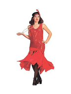 Adult Red 20s Scarf Flapper Costume