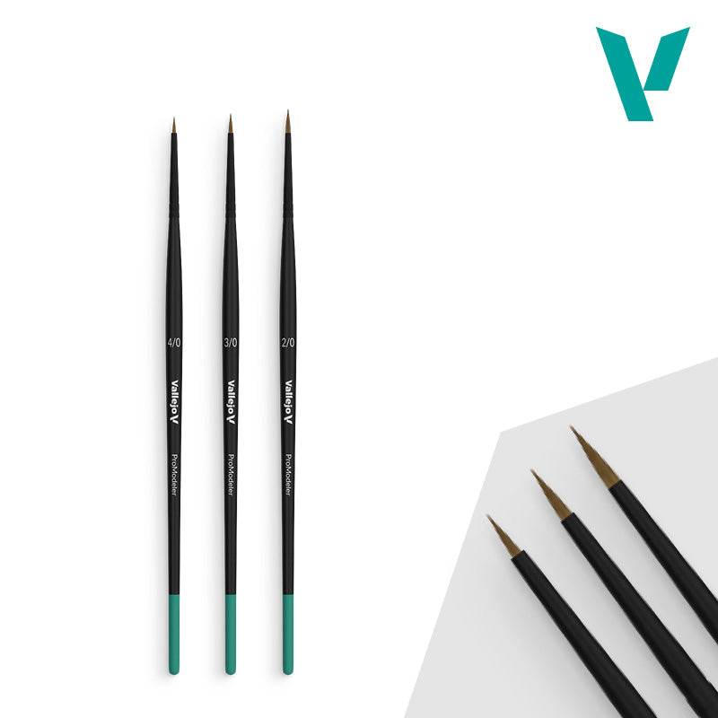 Hobby Brushes: Pro Modeler - Natural Hair - Design Set - Sizes 4/0, 3/0 & 2/0 - 