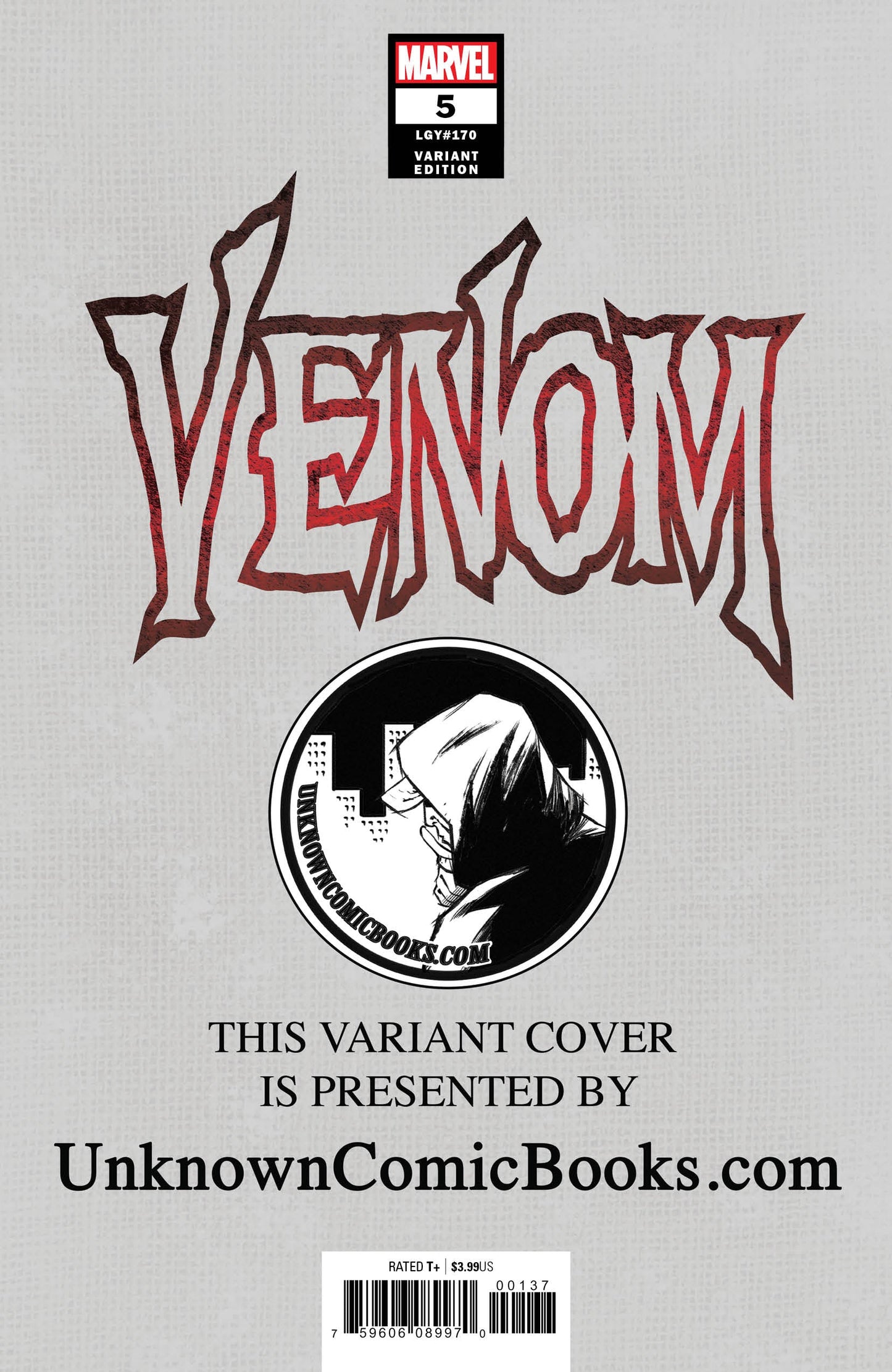 VENOM #5 UNKNOWN COMIC BOOKS VIRGIN VAR 8/22/2018