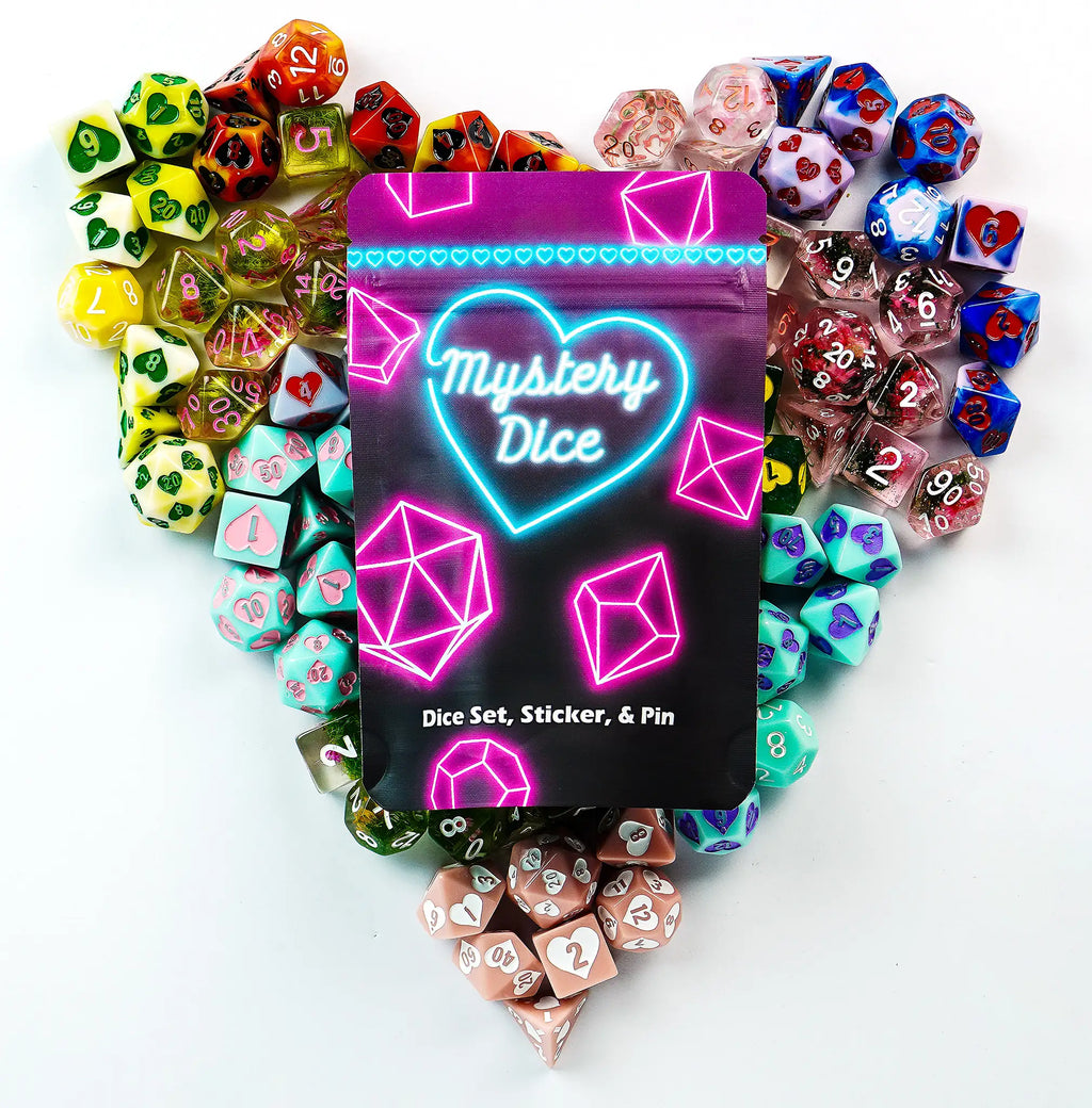 Sweetheart Mystery Dice – Love Themed Dice, Pin, and Sticker