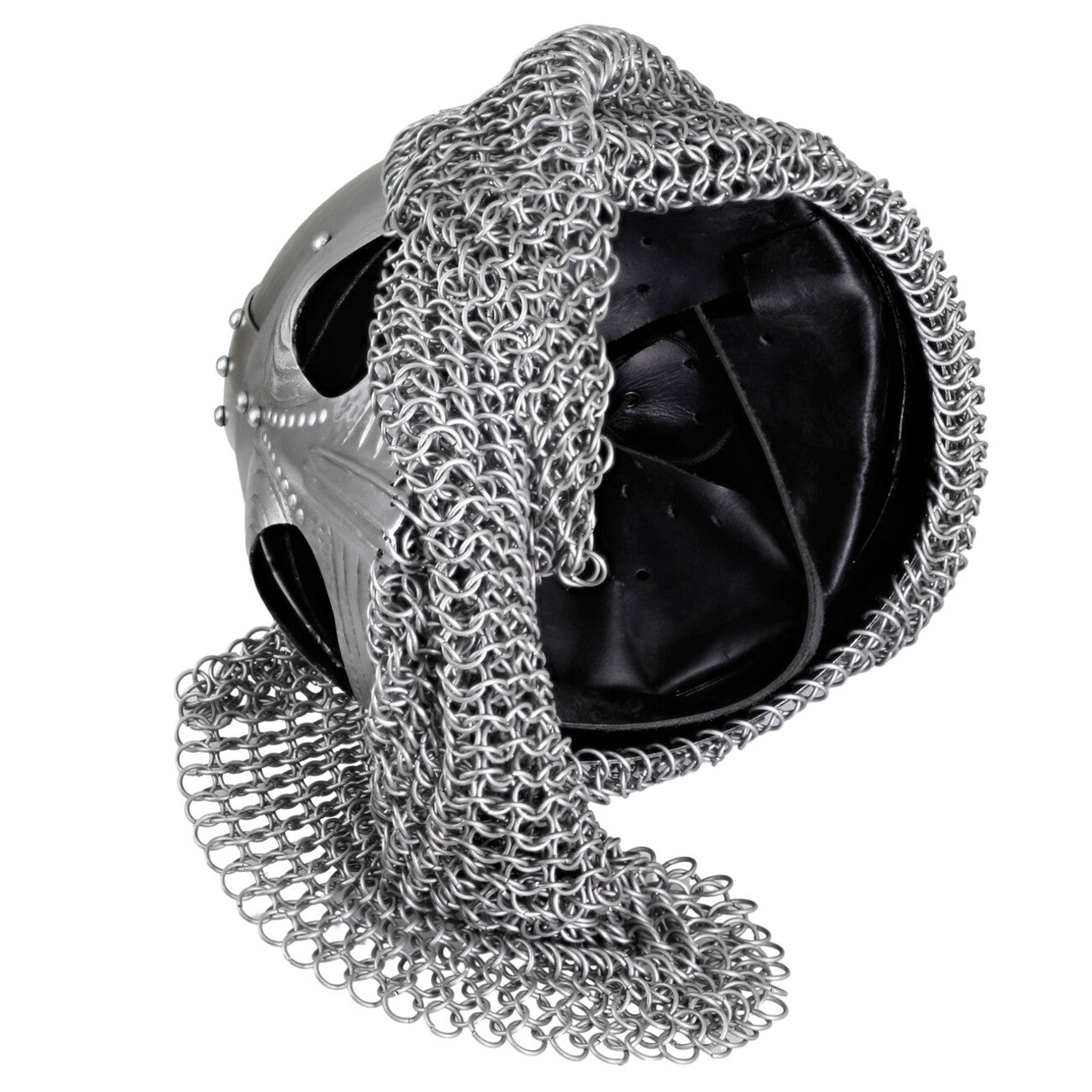 Vandals Wrath Forged Steel Gothic Helmet with Chainmail Defense-3