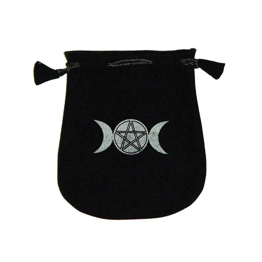 Velvet pouch - Triple Moon with Pentagram - 