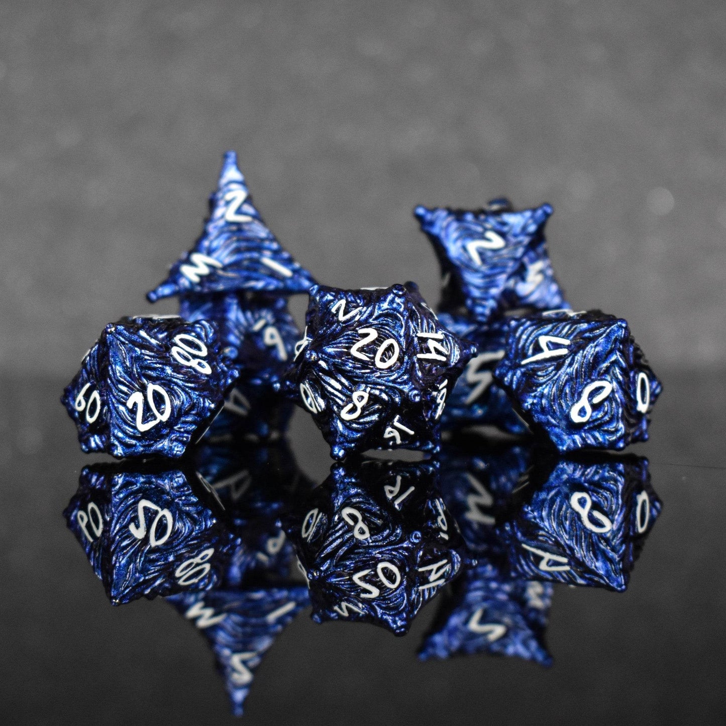 Vortex Warp Metal Dice Set - Pearlescent Blue - 