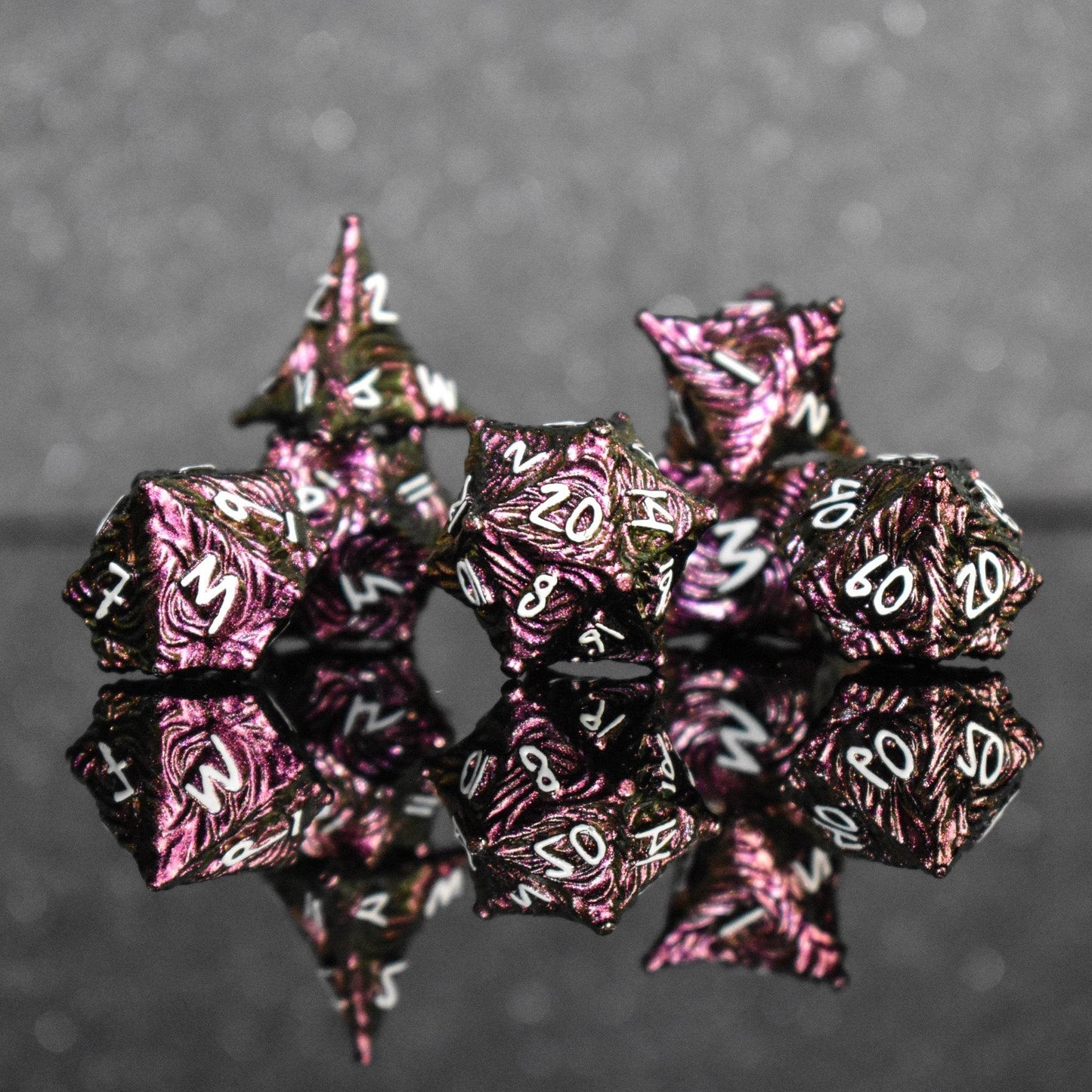 Vortex Warp Metal Dice Set - Pearlescent Magenta - 