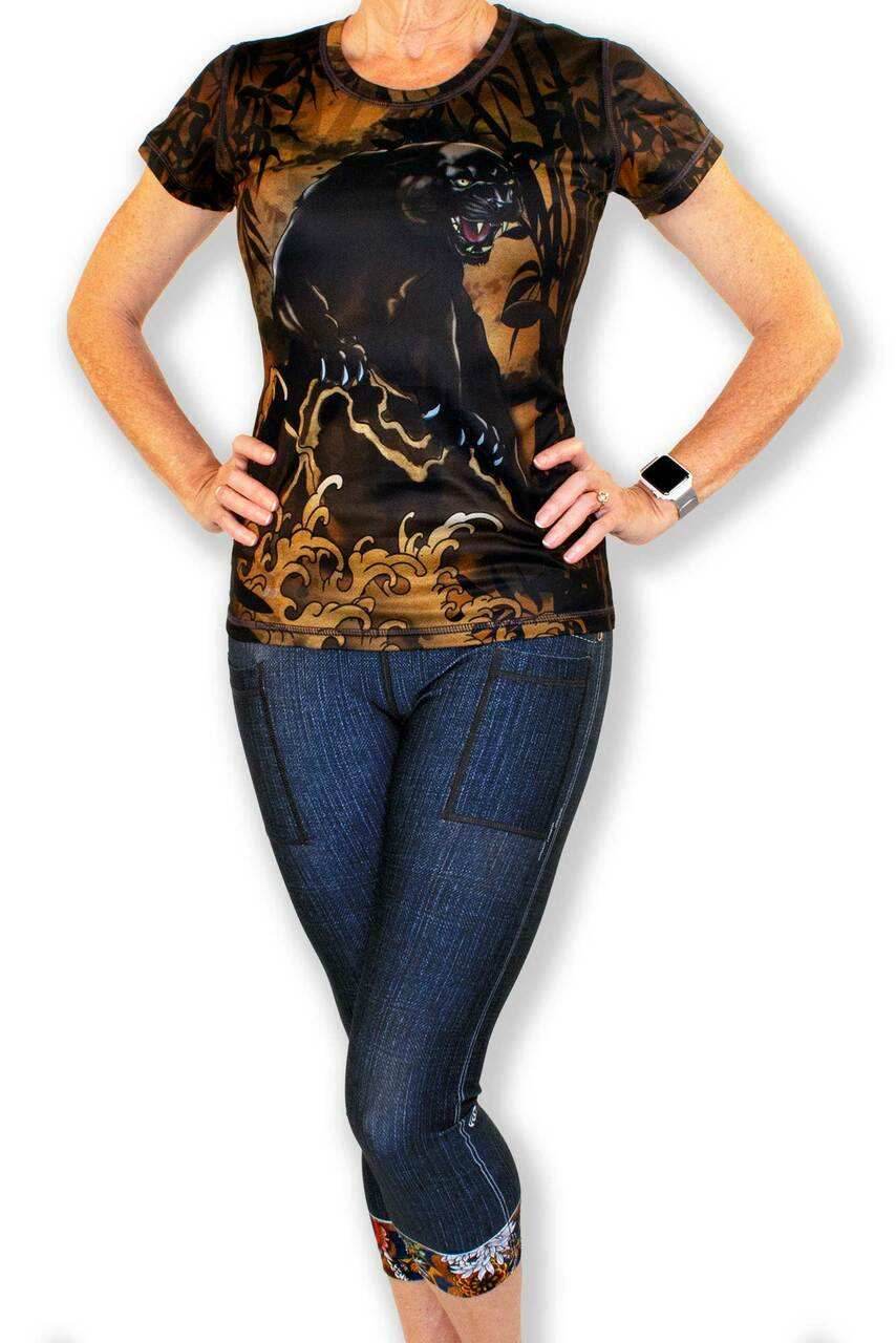INKnBURN Women's Black Panther Tech Shirt (XS, S) - X-Small / Copper