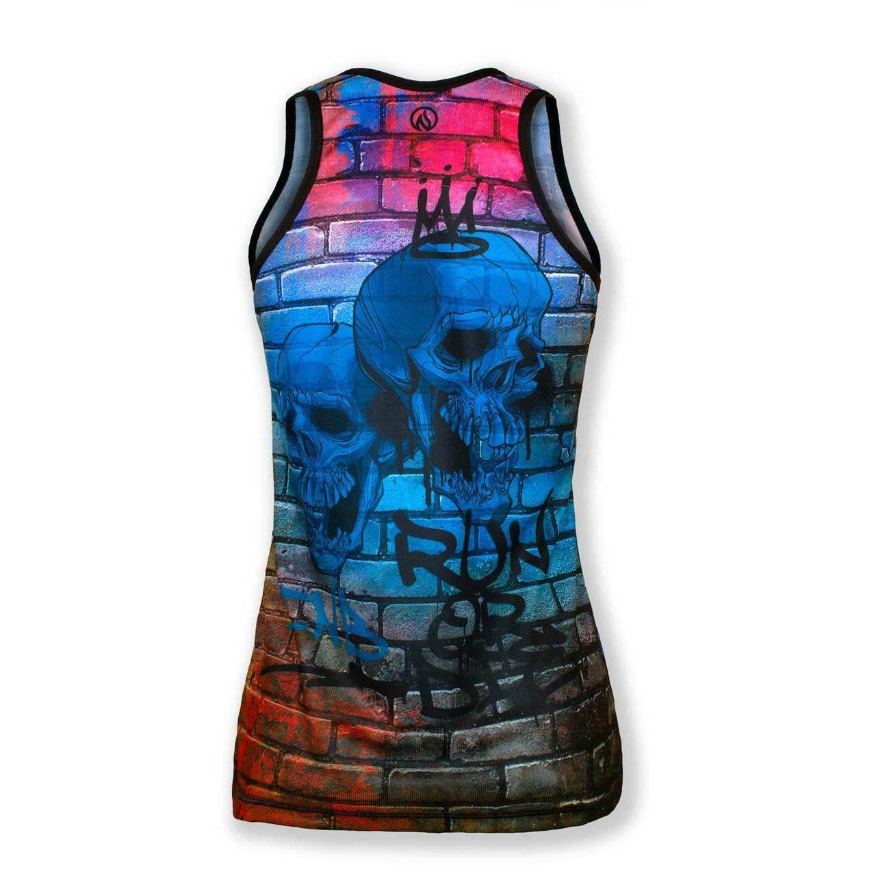 INKnBURN Women's Run or Die Graffiti Singlet (Large) - Large / Blue