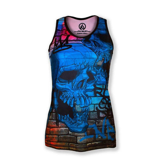 INKnBURN Women's Run or Die Graffiti Singlet (Large) - Large / Blue