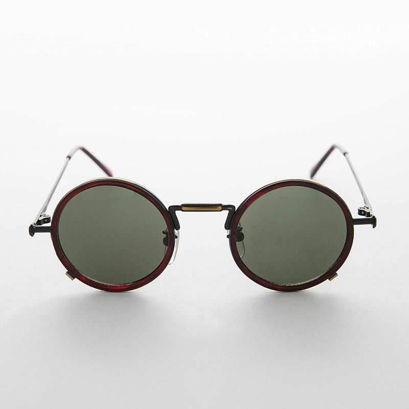 Round Goth Steampunk Vintage Sunglass - Waldo - Tortoise/Bronze