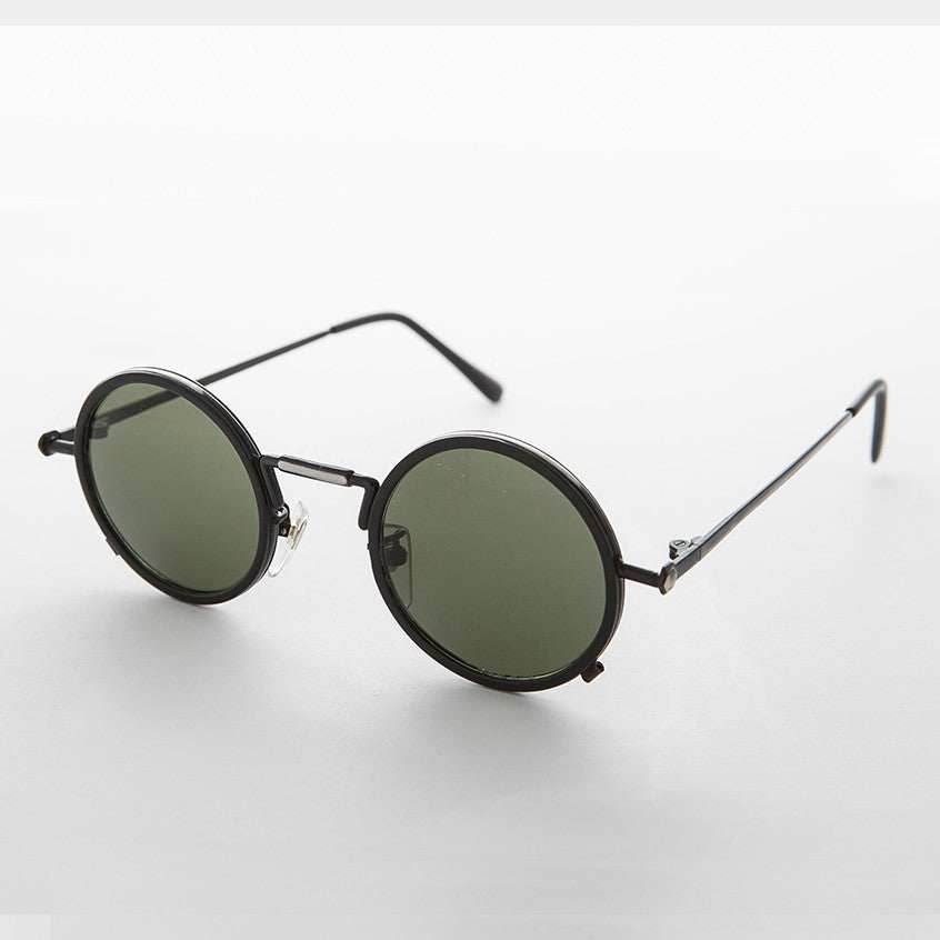 Round Goth Steampunk Vintage Sunglass - Waldo - Tortoise/Gun Metal