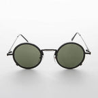 Round Goth Steampunk Vintage Sunglass - Waldo - Black/Gun Metal