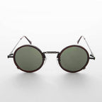 Round Goth Steampunk Vintage Sunglass - Waldo - Tortoise/Gun Metal