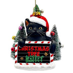 Christmas Tree Killer Funny Black Cat Glass Christmas Ornament, Whimsical Funny Tree Decor - 