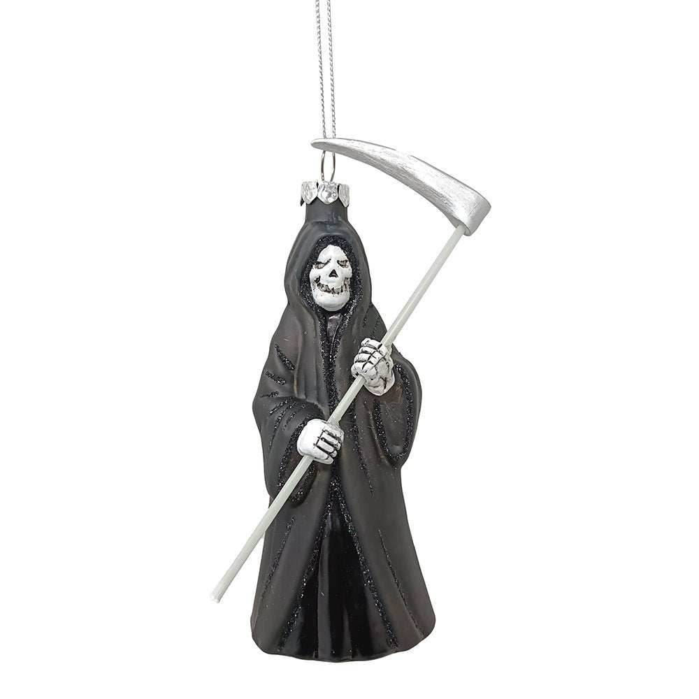 Grim Reaper Horror Glass Ornament, Spooky Halloween Christmas Tree Resin Decoration - 