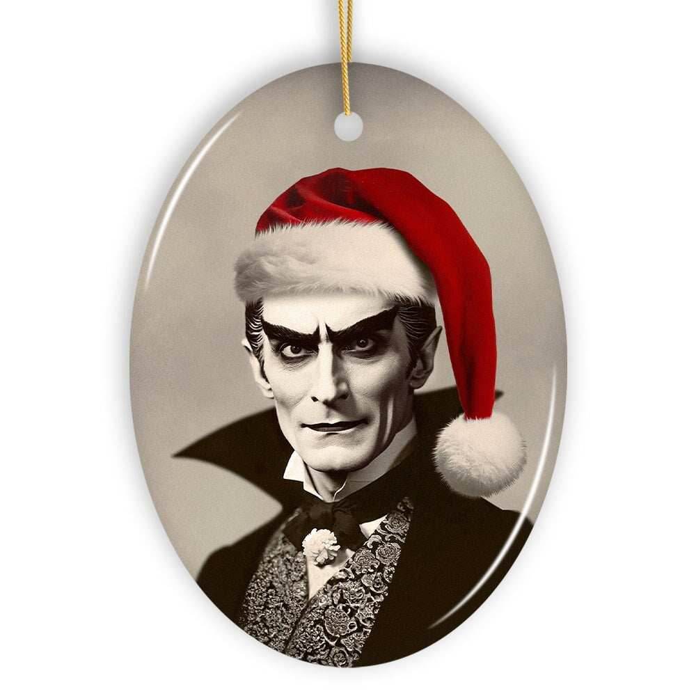 Phantom Count Dracula Ornament, Eerie Holiday Keepsake for Halloween Celebrations - Oval