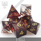 9 Hells Glass Dice Set (Gift Box)