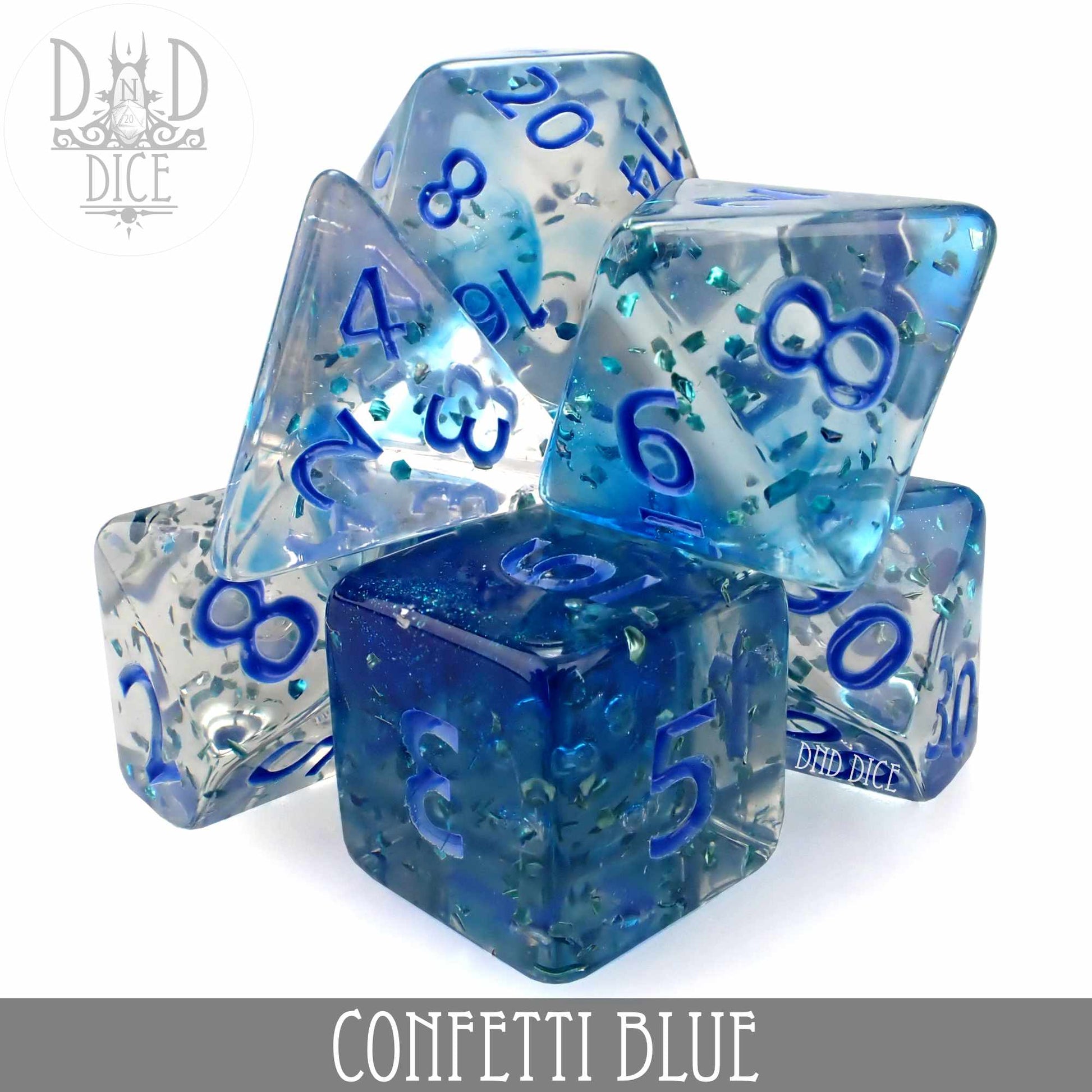 Confetti Blue Dice Set