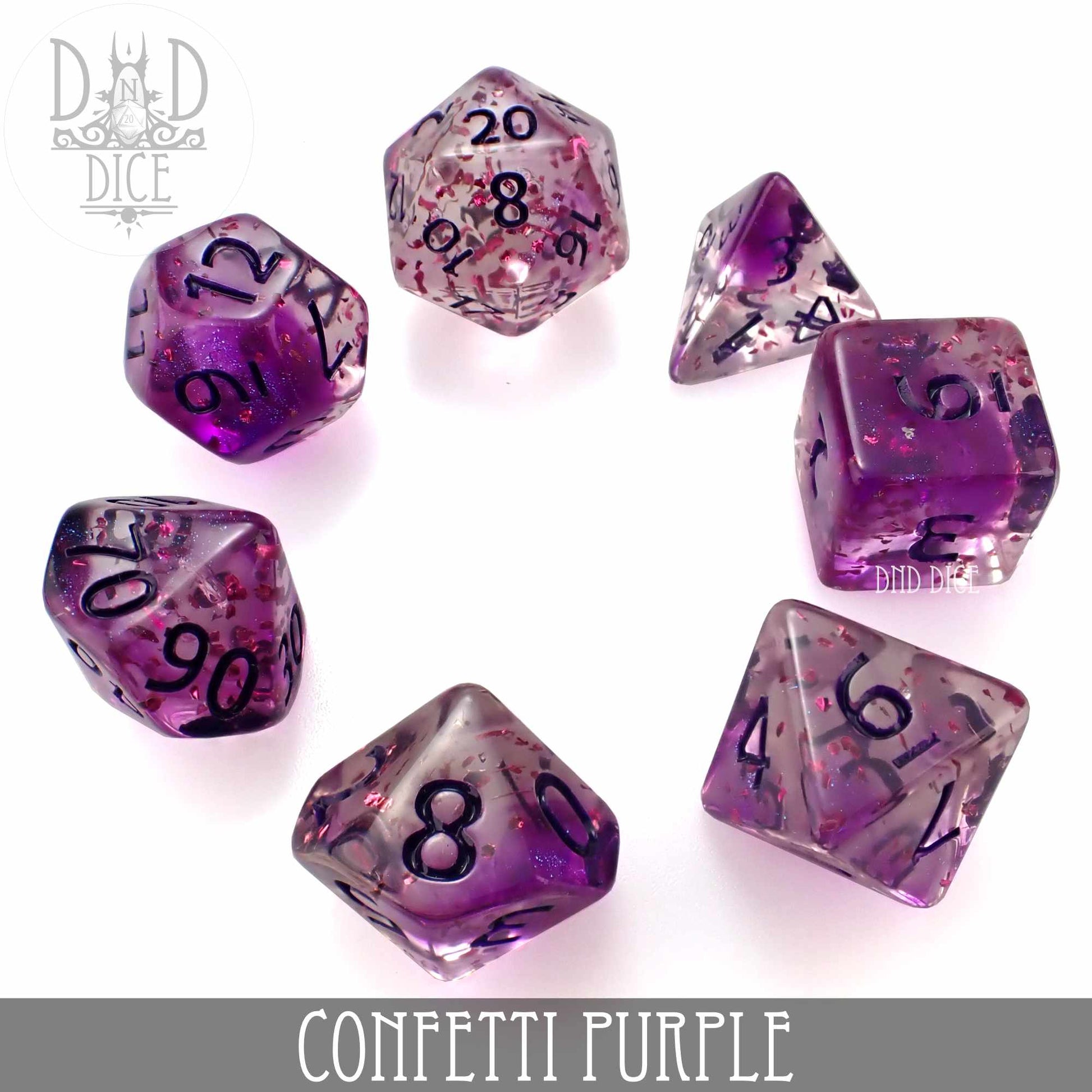 Confetti Purple Dice Set