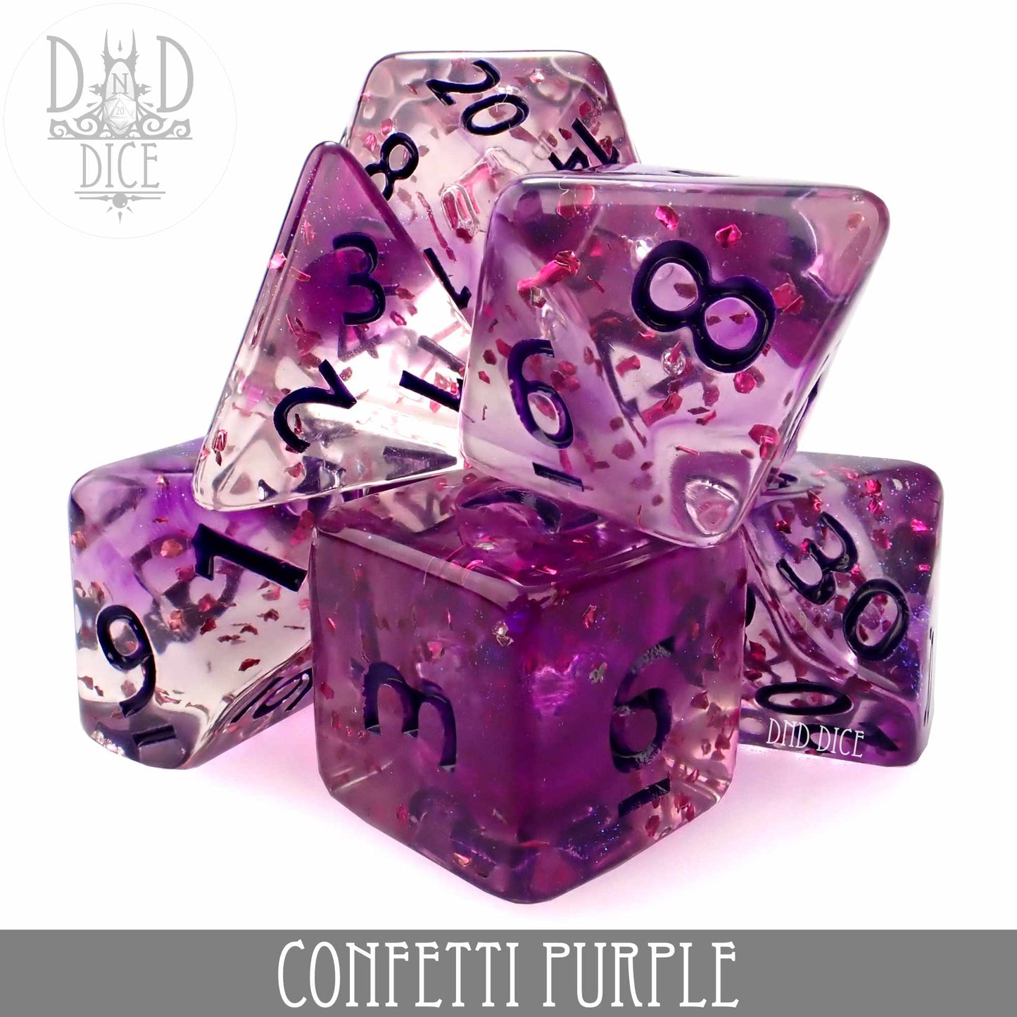 Confetti Purple Dice Set