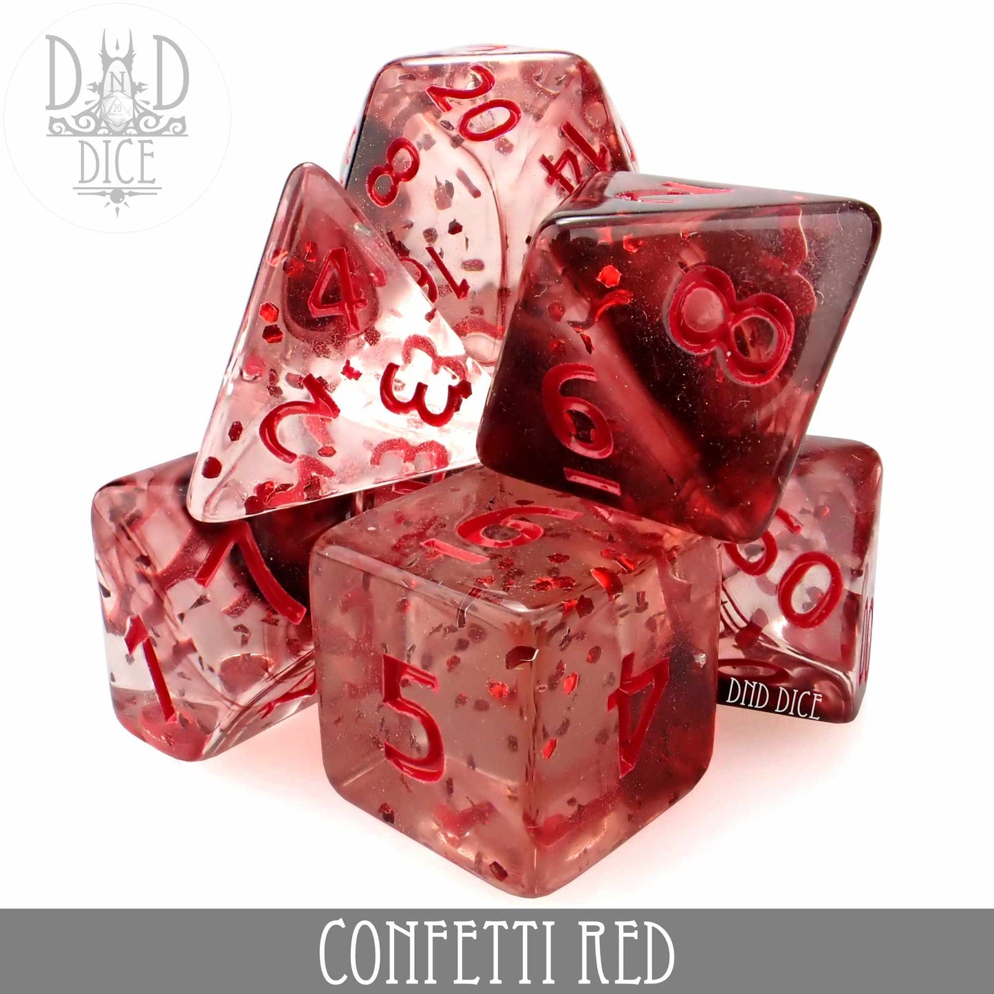 Confetti Red Dice Set